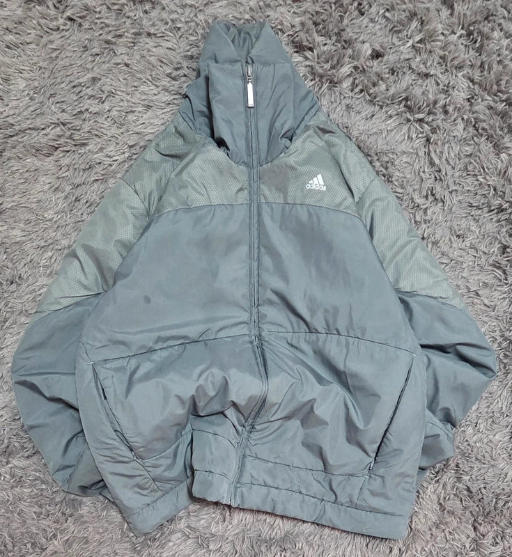 Adidas Hooded Puffer Jacket Verde Grisáceo