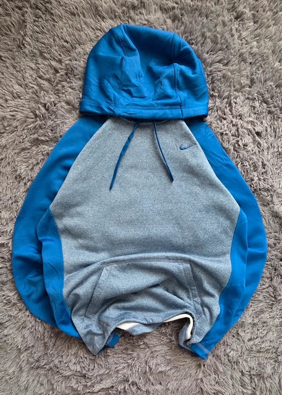 Sudadera Nike con Capucha Gris y Azul Raglan Hoodie (NIÑOS)