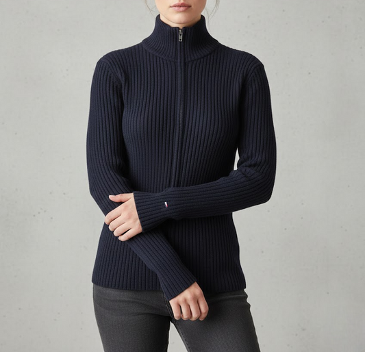 Chaqueta de Punto Vintage con Cremallera Doble